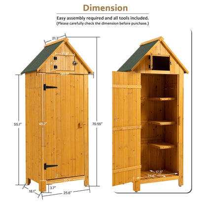 Outdoor Storage Cabinet Tool Shed Wooden Garden Shed - Natural