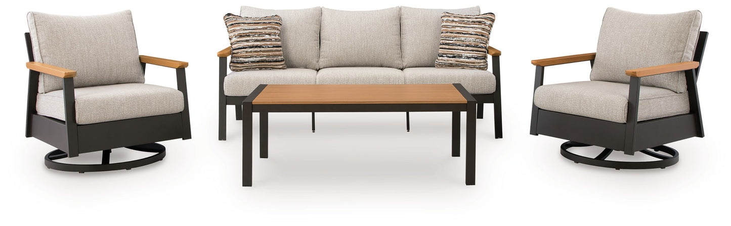Carlsbad Beach - Sofa, Chairs, Table Set (Set of 4) - Dark Brown