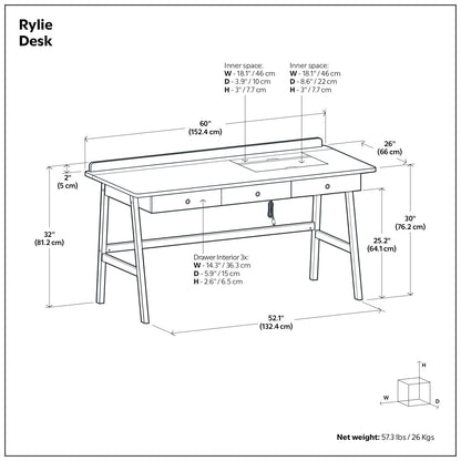 Rylie - Desk - Natural Aged Brown