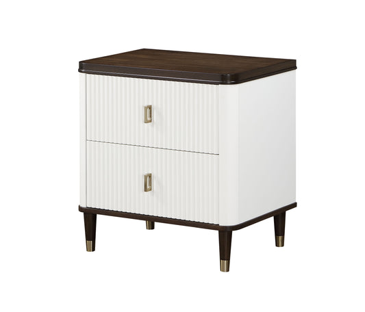 Carena - Night Stand With USB - White / Walnut