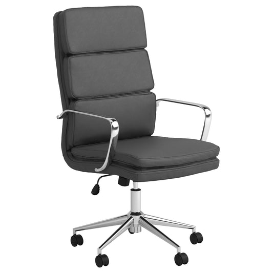 Upholstered Office Chair With Casters With Ergonomic Support And Adjustable Height - Gray