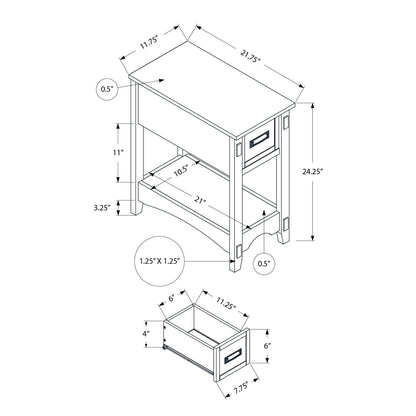 Accent End Table, 2 Tier, Narrow, Storage Drawer, Transitional - Walnut
