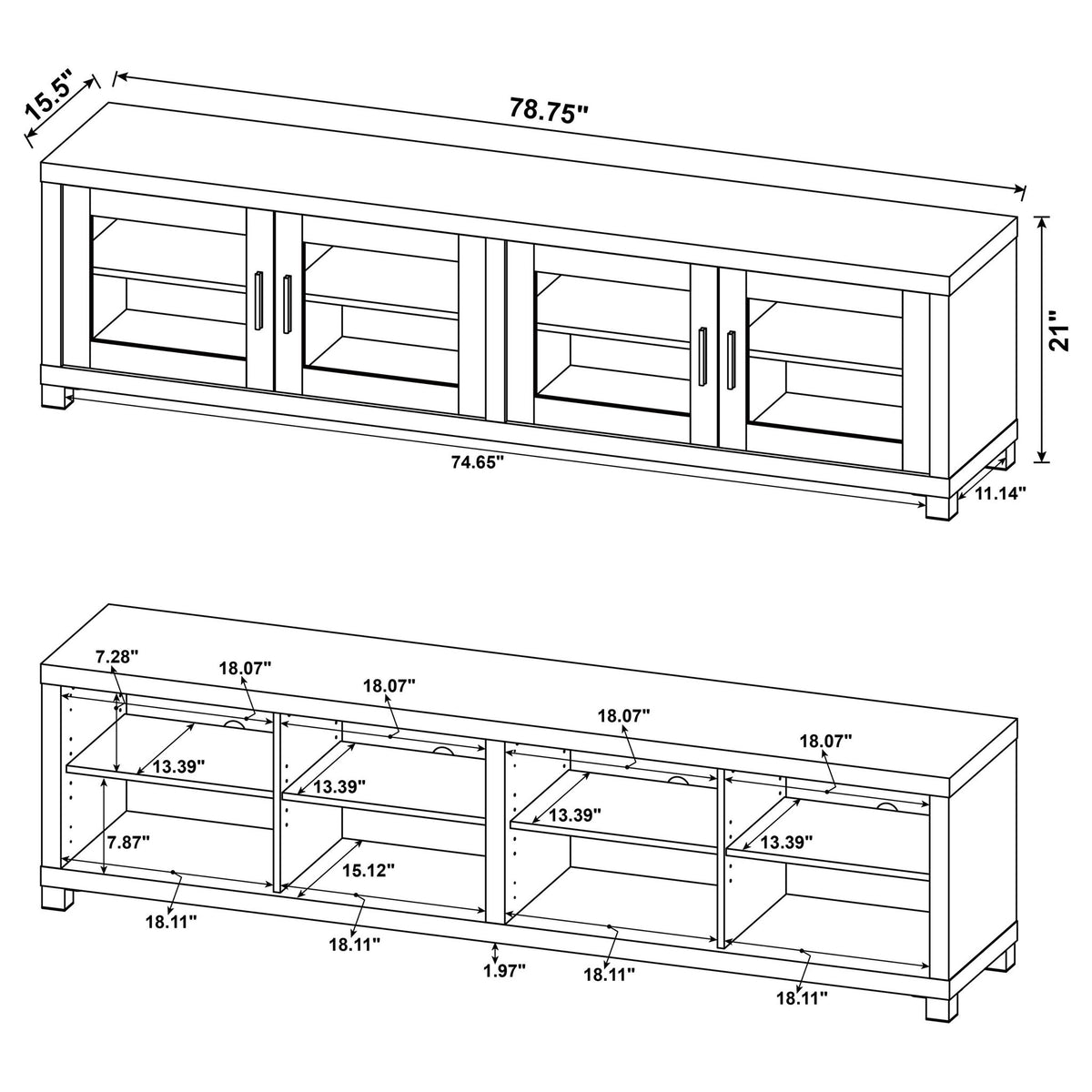 Heron - 4 Door TV Stand With Adjustable Shelving