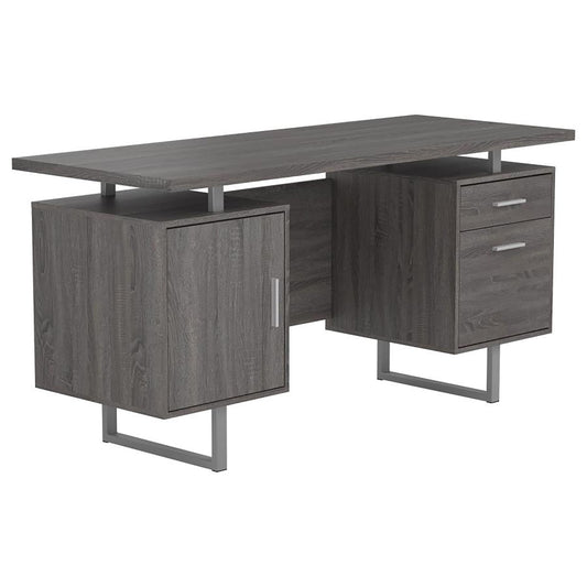 2 Drawer Floating Top Office Desk, Storage Features - Gray