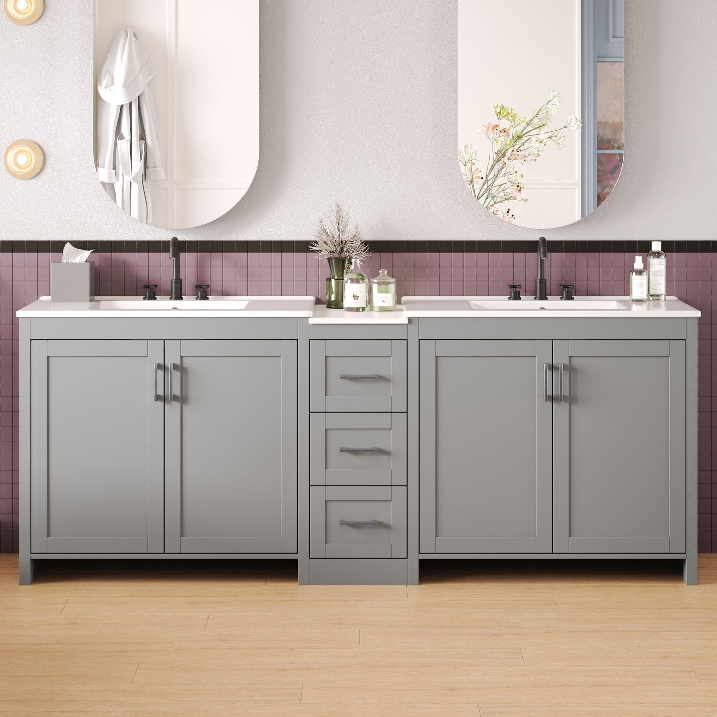 Double Sink Bathroom Vanity With Quartz Countertop