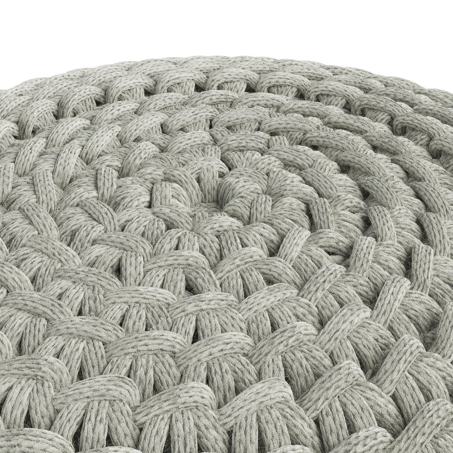 Nisi - Round Knitted Outdoor / Indoor Pouf - Light Gray