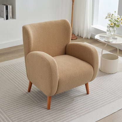 Modern Wing Back Lounge Chair Stylish Design, Soft Fabric, Solid Wood Legs, Durable Frame