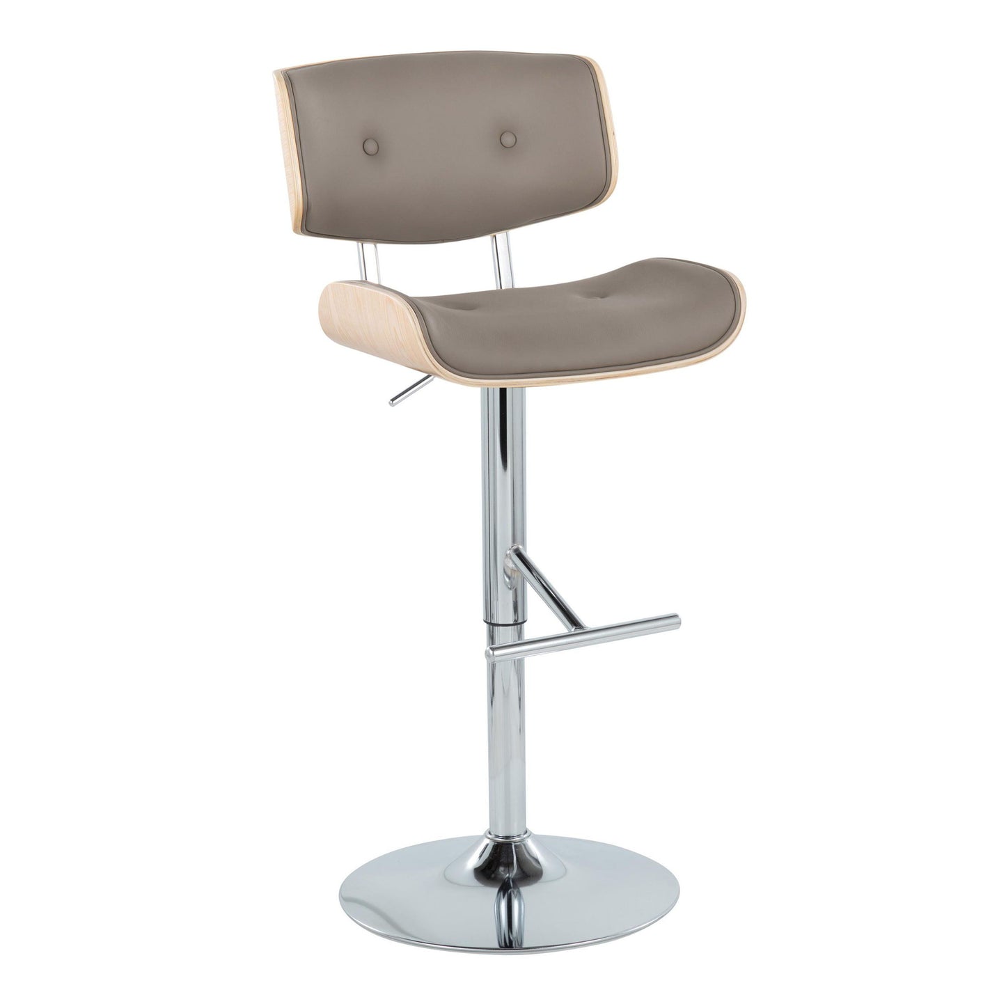 Lombardi - Contemporary Adjustable Barstool With Swivel With Straight T Footrest (Set of 2)