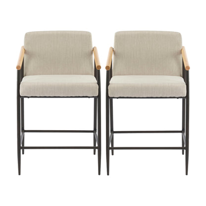 Mid Century Modern Counter Stool Set With Iron Frame