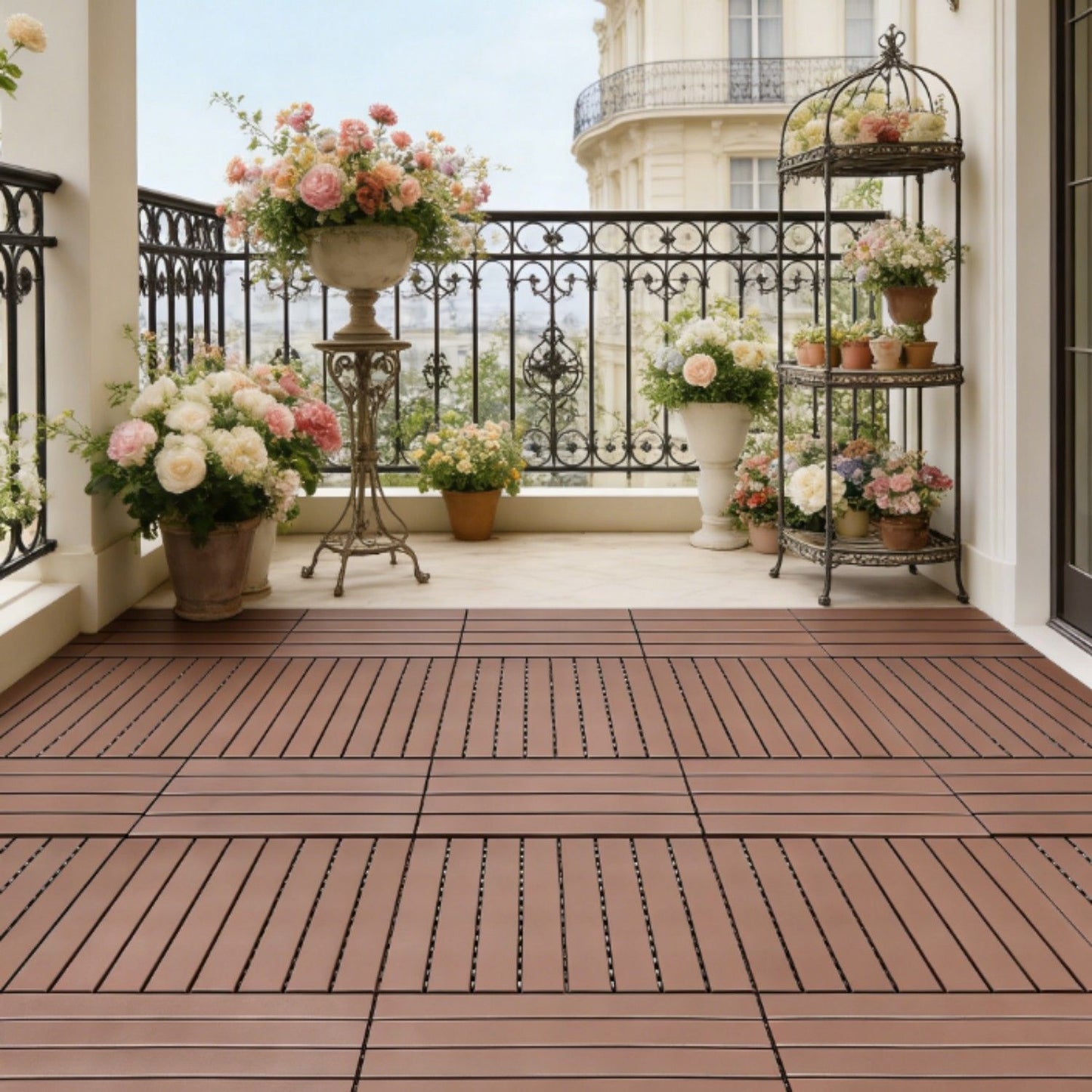 22 Piece Interlocking Outdoor Deck Tiles