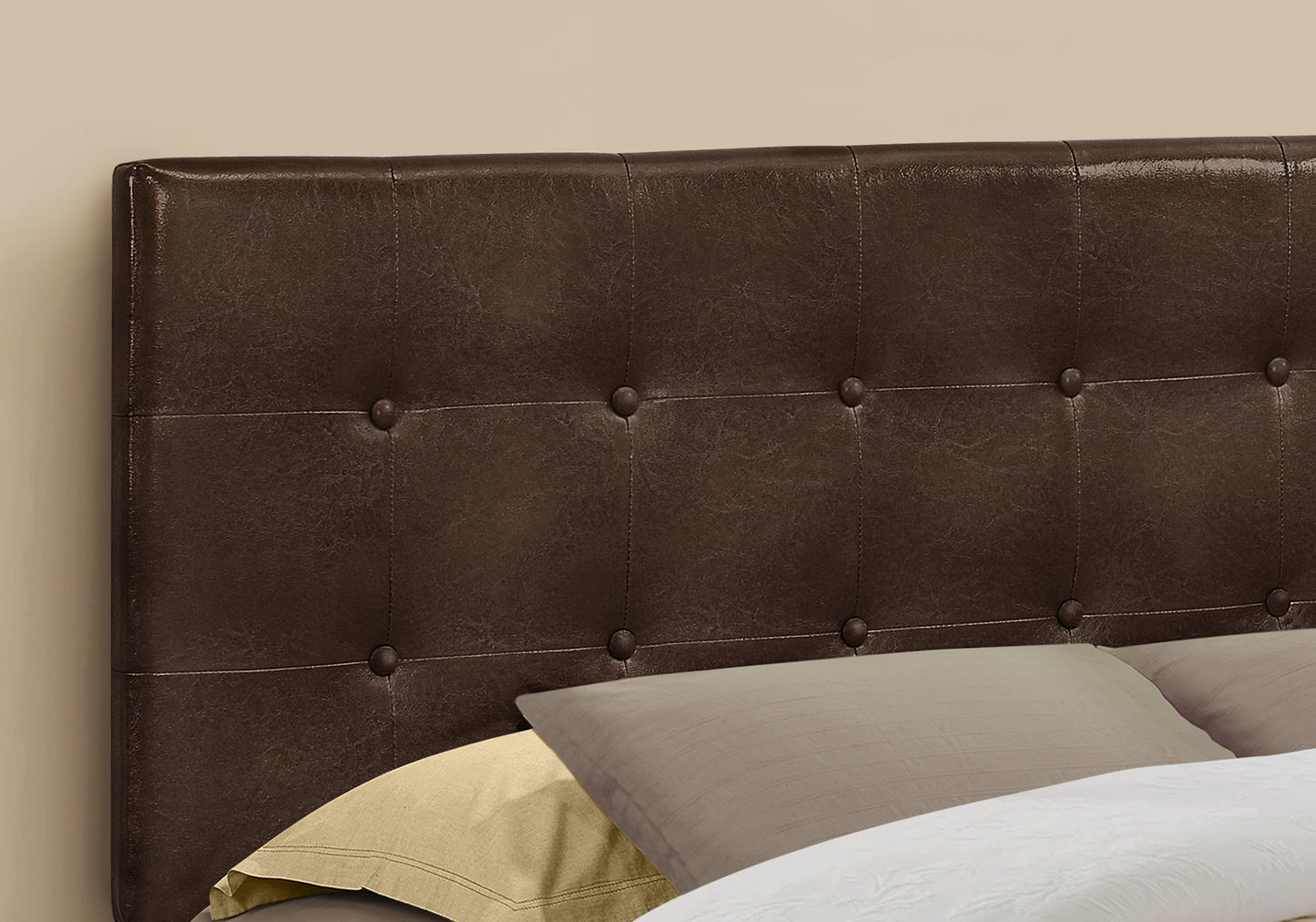 Queen Size, Bed Headboard Only, Upholstered, Transitional - Brown