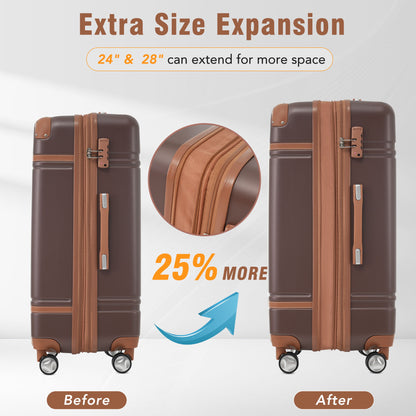 Hardshell Luggage Sets 4 Pieces 20" / 24" / 28" Luggages And Cosmetic Case Spinner Suitcase With Tsa Lock Lightweight
