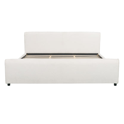 Luxury Upholstered Bed Frame With Curved Headboard & Footboard