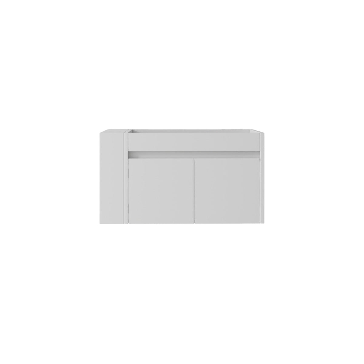 Floating Bathroom Vanity Cabinet, Soft Close Double Drawers, Open Side Storage, Wall Mounted, Cabinet Only