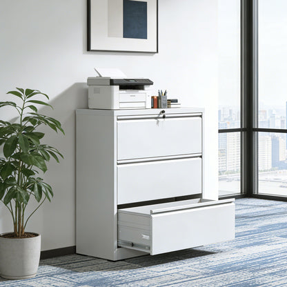 Lateral File Cabinet, Locking Heavy Duty, Anti-Tip Safety Interlock, Vertical Storage For Letter/Legal/A4 Files