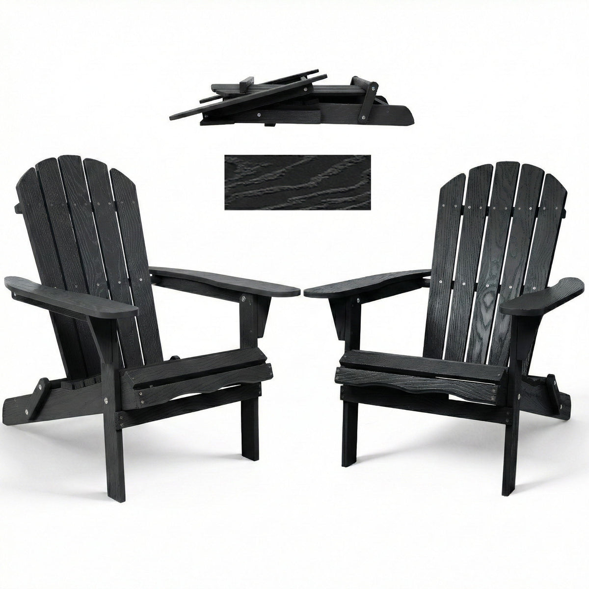 Folding Adirondack Lounge Chair With Embossed Grain Texture