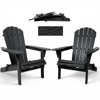 Folding Adirondack Lounge Chair With Embossed Grain Texture