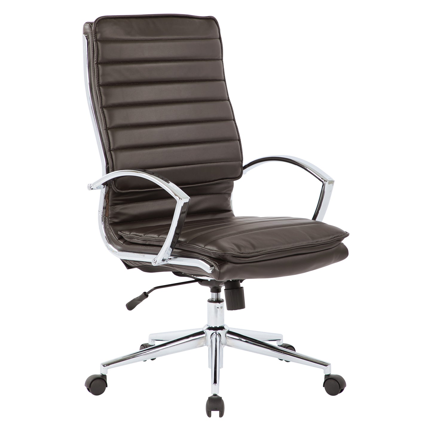 High Back Manager's Faux Leather Chair in Espresso with Chrome Base