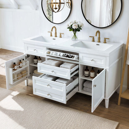 Bathroom Vanity With Double Sink, 3 Drawers, 2 Doors, Adjustable Shelves, Freestanding - White