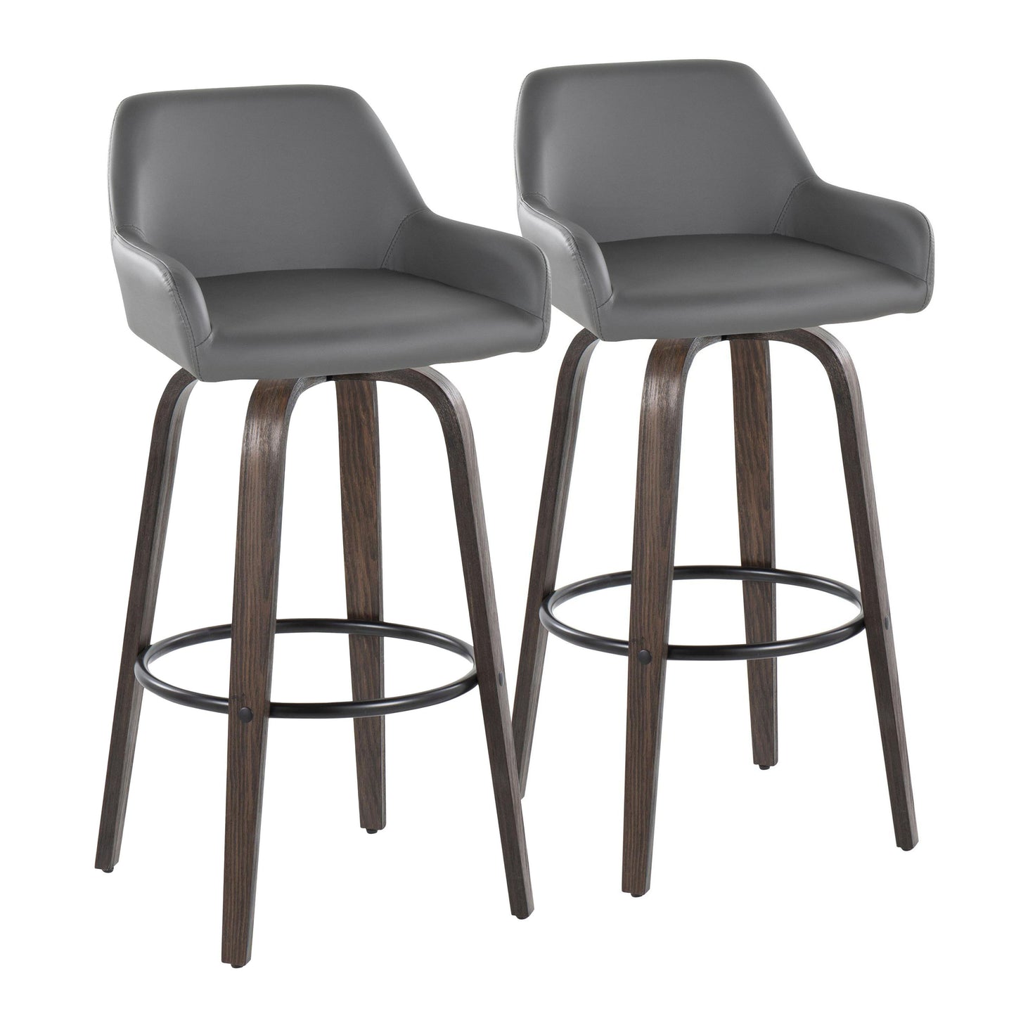 Daniella - Contemporary Fixed Height, Barstool With Swivel With Round Footrest (Set of 2)