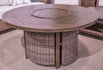 Drakes Beach - Round Fire Pit Table - Dark Brown