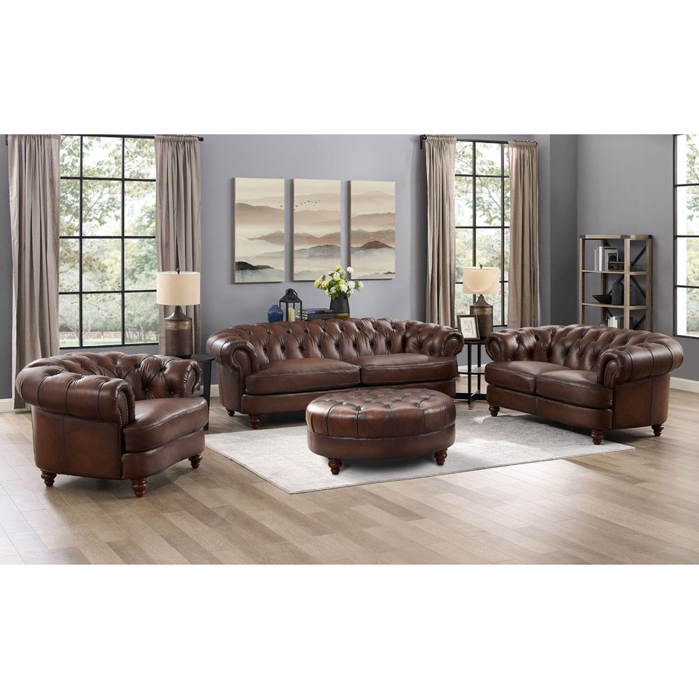 Newport - Leather Loveseat - Caramel