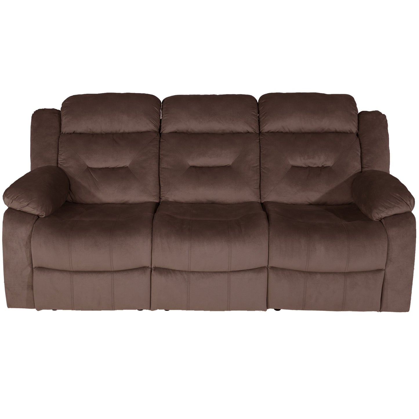Modern Recliner Sofa With Pillow Arms, Plush Backrest, Horizontal Tufting, USB Charging Port