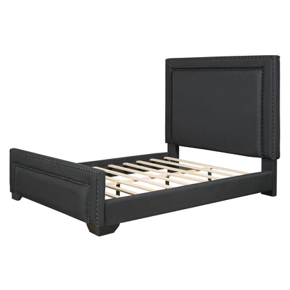 Upholstered Bed With Slats Support, No Box Spring Needed