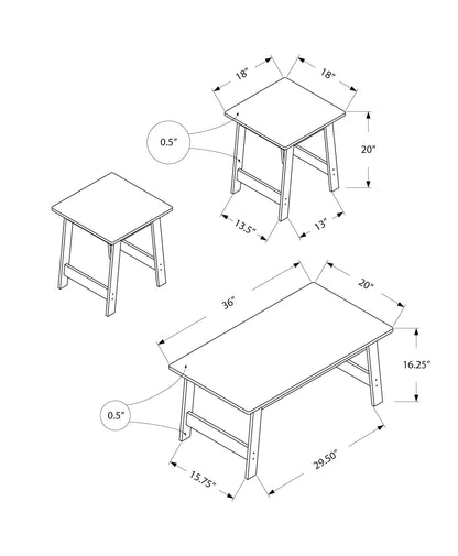 Table Set, Coffee, End, Side, Accent, Living Room Transitional (Set of 3)