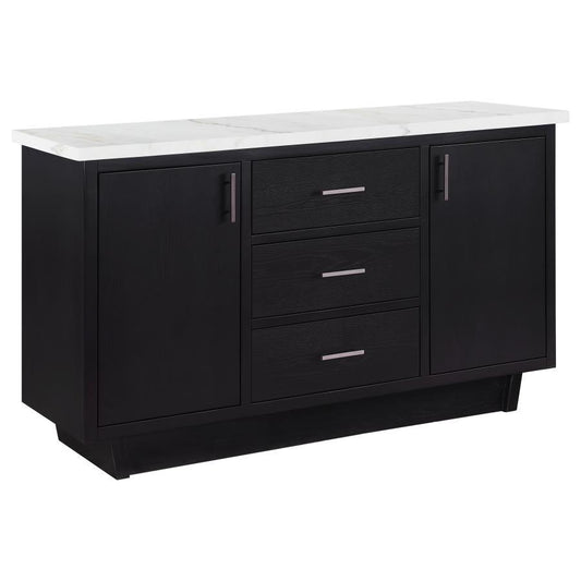 Sherry - 3-Drawer Marble Top Sideboard Buffet - Rustic Espresso