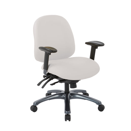 Multi-Function Mid Back Chair with Seat Slider and Titanium Finish Base