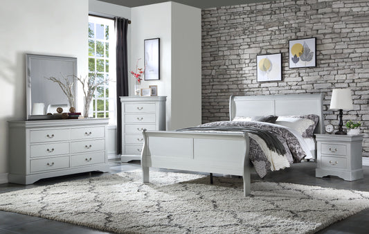 Louis Philippe - 5 Pieces Queen Bedroom Set - Platinum