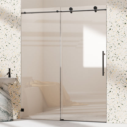Frameless, Single Sliding Soft Close Shower Doors, 5/16" Sgcc Tempered Glass