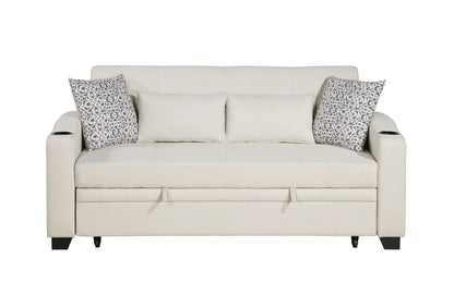 Bennett - 71"W Fabric Convertible Sleeper Loveseat with USB Charger and Cupholders