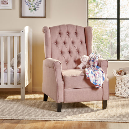 Wide Manual Wing Chair Recliner - Light Pink