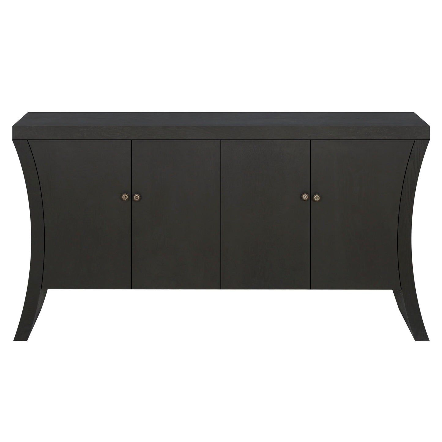 Refined Industrial 4 Door Credenza With Arc Legs & Bronze Clasps