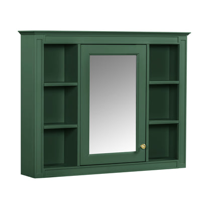 Wall Mounted Medicine Cabinet With Mirror, Storage Cabinet Featuring 6 Open Shelves And Adjustable Interior