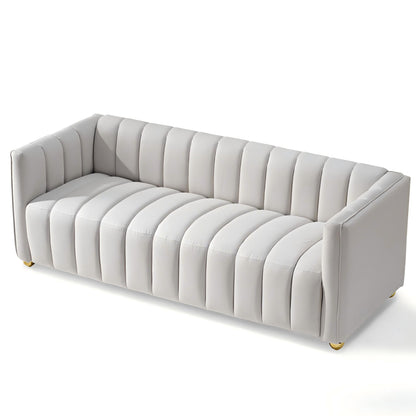 Vertical Channel Tuft Sofa For Apartment Lounge - Ivory
