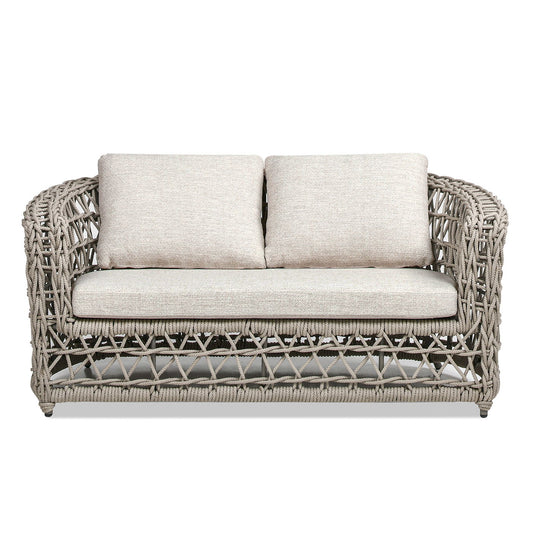 Everly - Frame Barrel Deep Seating Patio Loveseat Sofa Axroma Olefin - Oat Beige