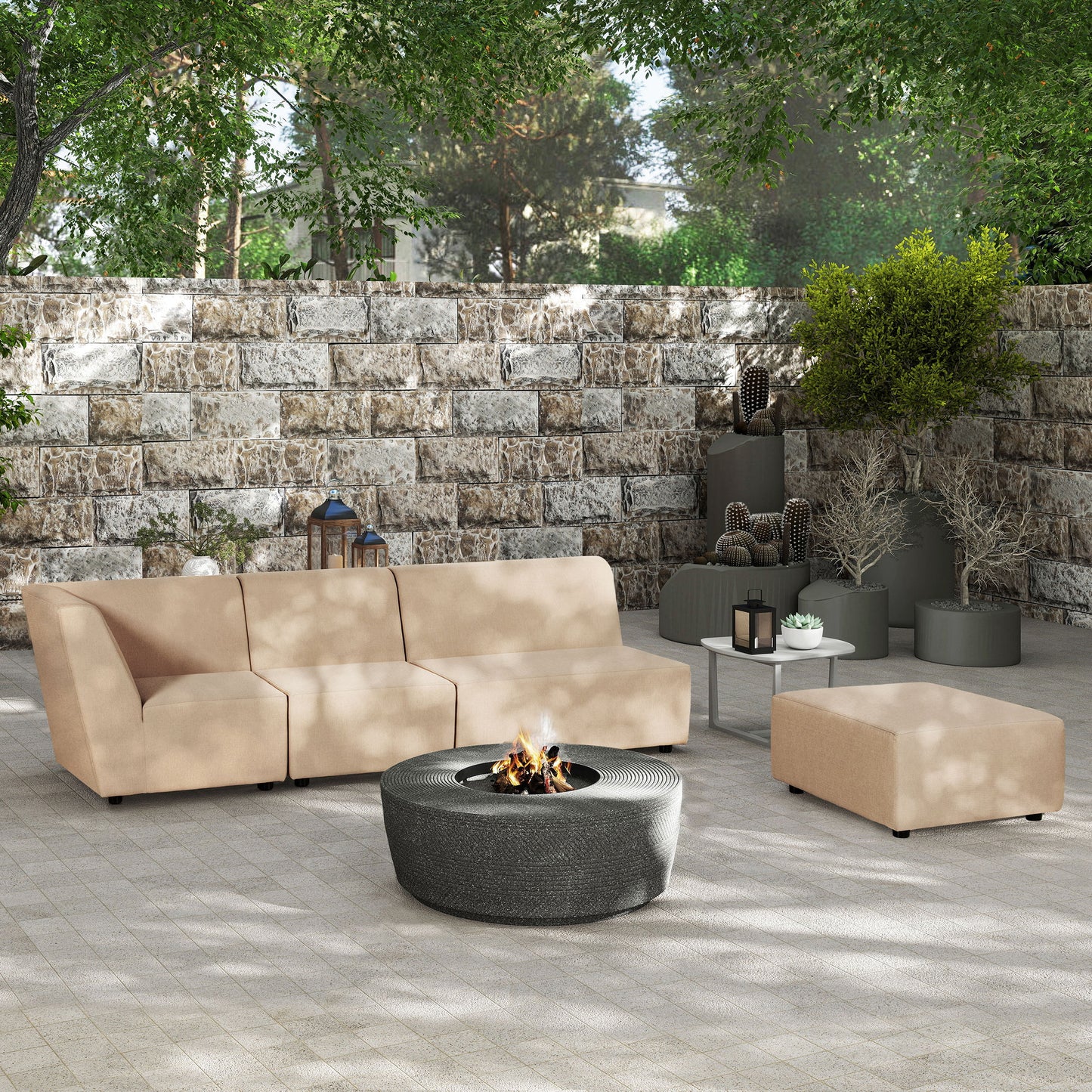 Cleo - Modular Upholstered Patio Ottoman Axroma Olefin