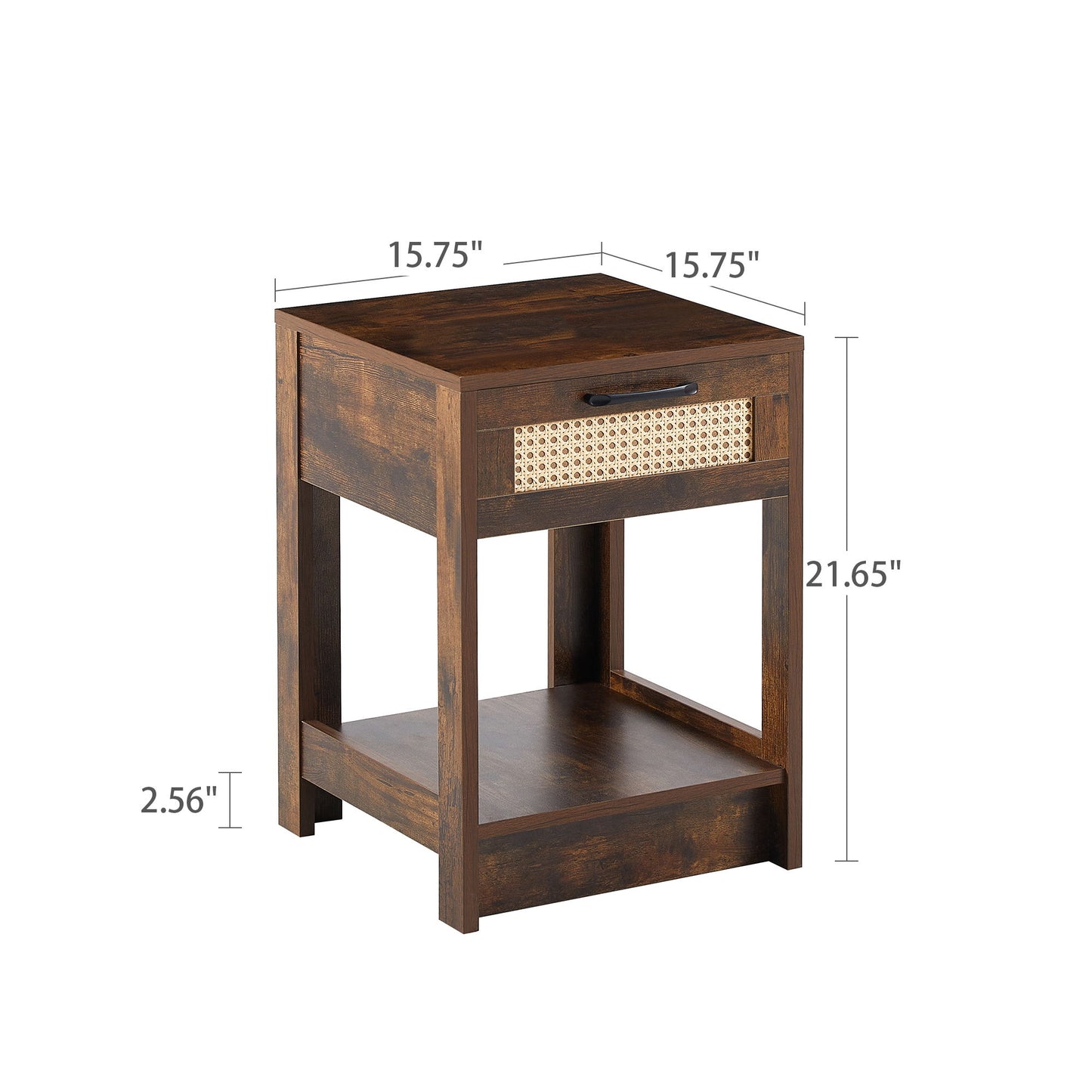 15.75" Rattan End Table With Drawer, Modern Nightstand, Side Table For Living Room, Bedroom