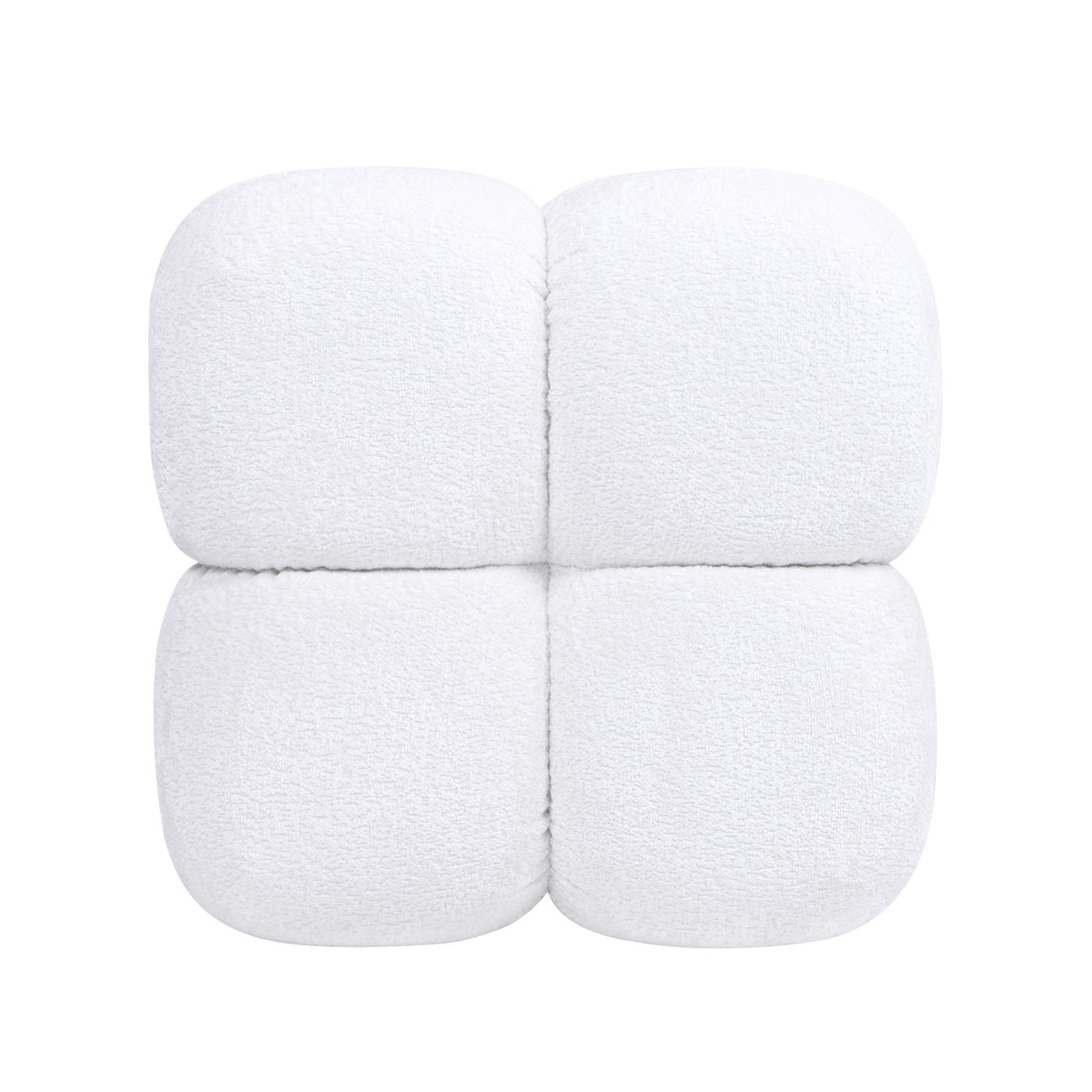 Pixel - Oversized Square Tufted Pouf Ottoman - Almond White