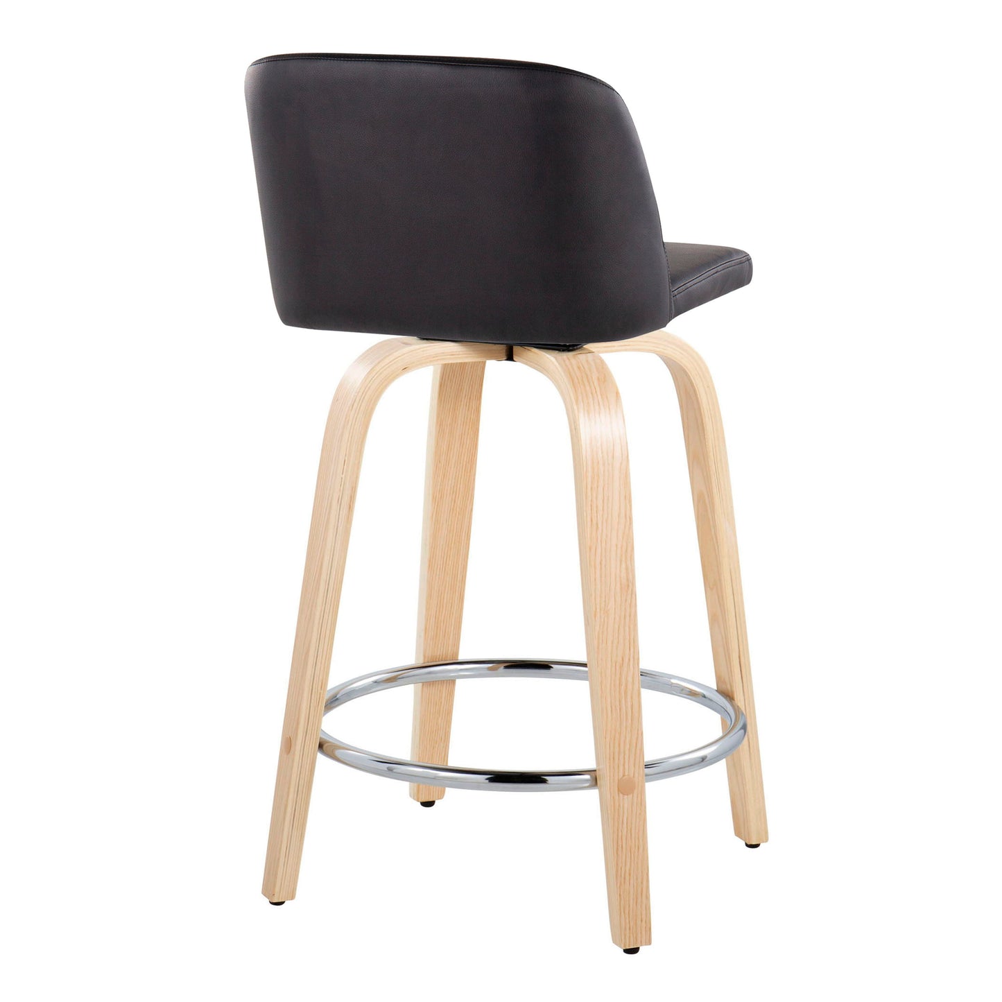 Toriano - Contemporary Fixed Height Counter Stool & Swivel And Round Footrest (Set of 2)