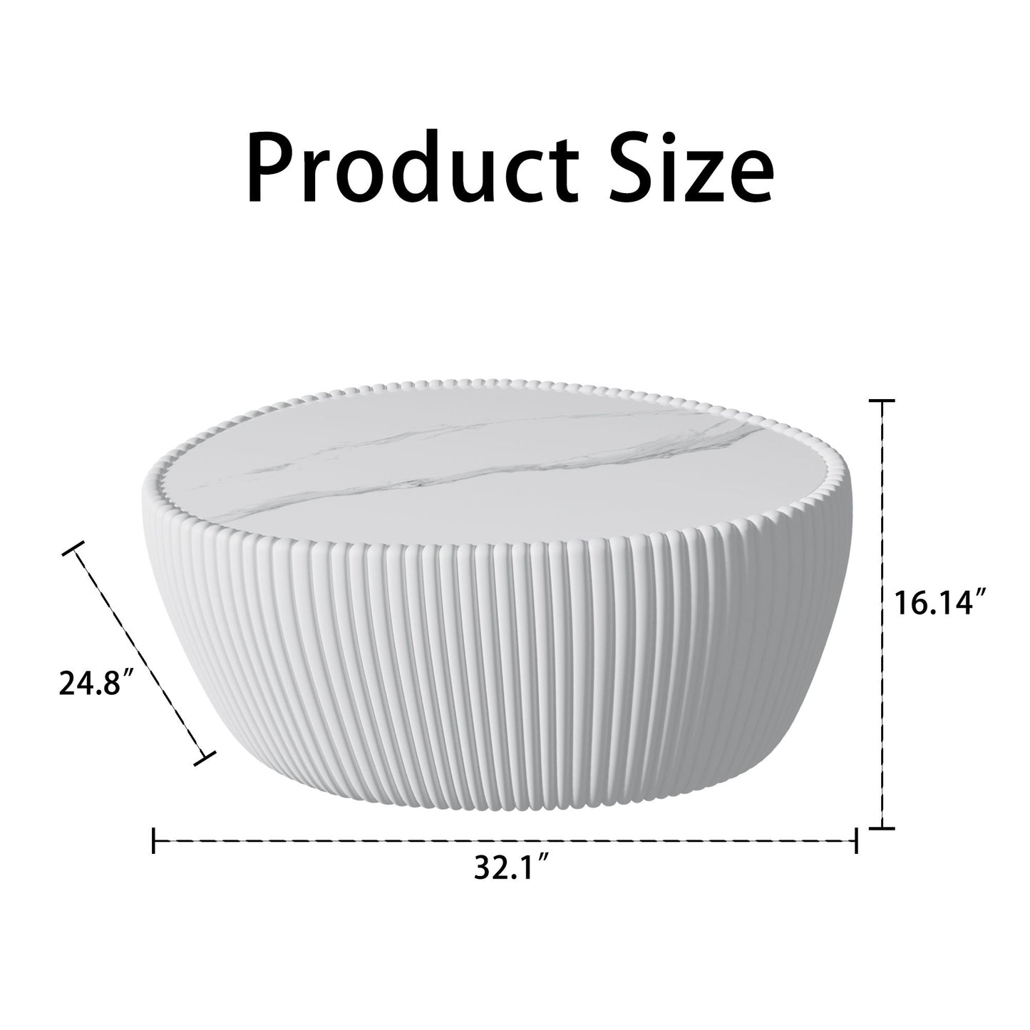 Goose Egg Shape Coffee Table For Living Room - White Pu