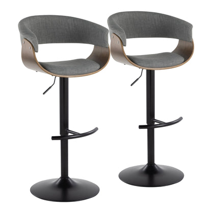 Vintage Mod - Mid Century Modern Adjustable Height Barstool With Swivel & Rounded T Footrest (Set of 2)