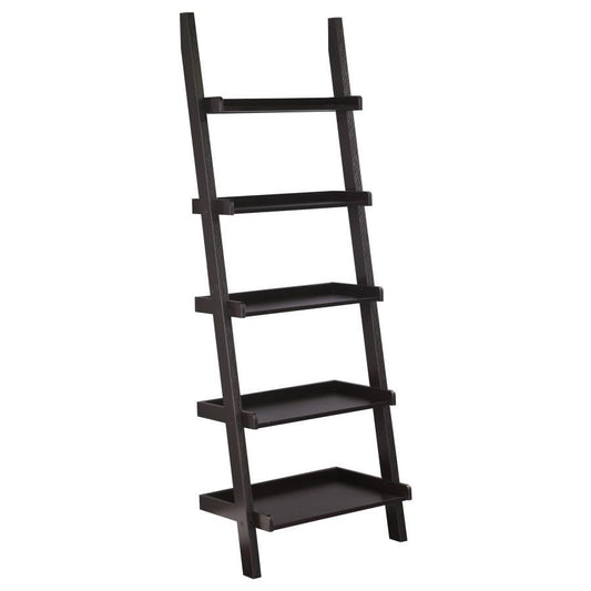 Colella - 5-Shelf Ladder Bookshelf - Cappuccino