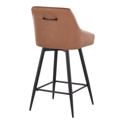 Hannah - Transitional Fixed Height Counter Stool With Swivel With Square Footrest (Set of 2)