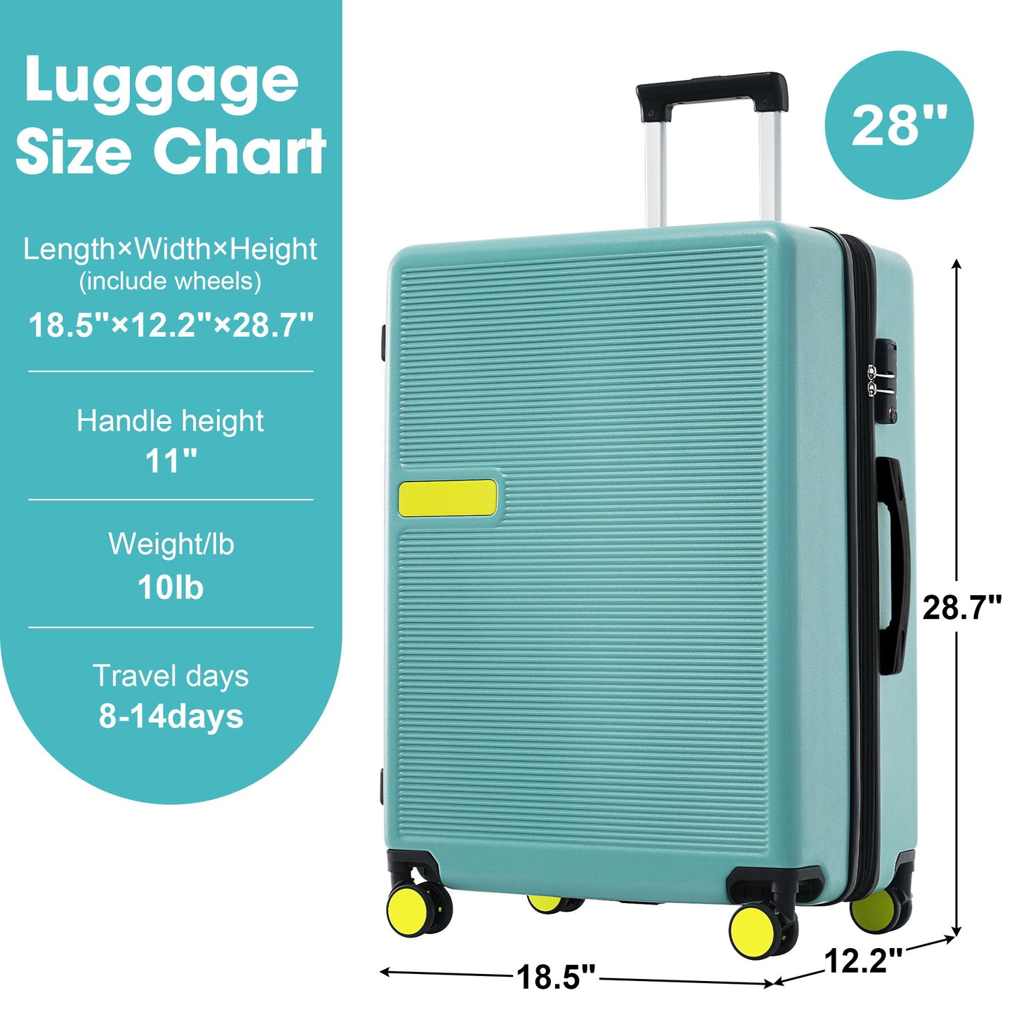 Contrast Color Hardshell Luggage 28" Expandable Spinner Suitcase With Tsa Lock Lightweight