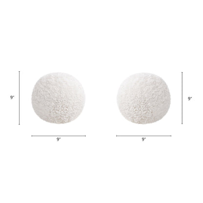 Ayla - Round Sphere Accent Ball Throw Pillow - Curly White