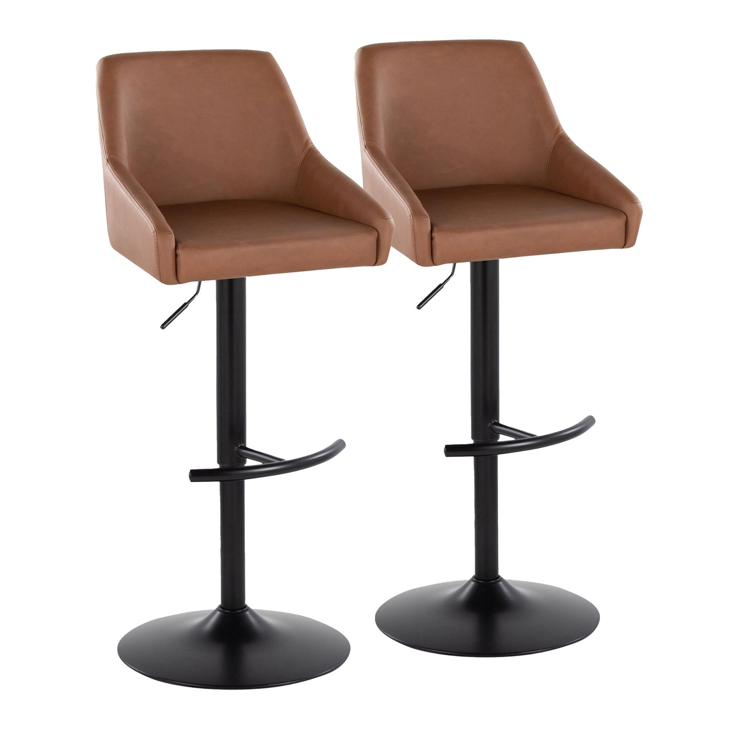 Hannah - Transitional Adjustable Barstool With Swivel With Rounded T Footrest (Set of 2)